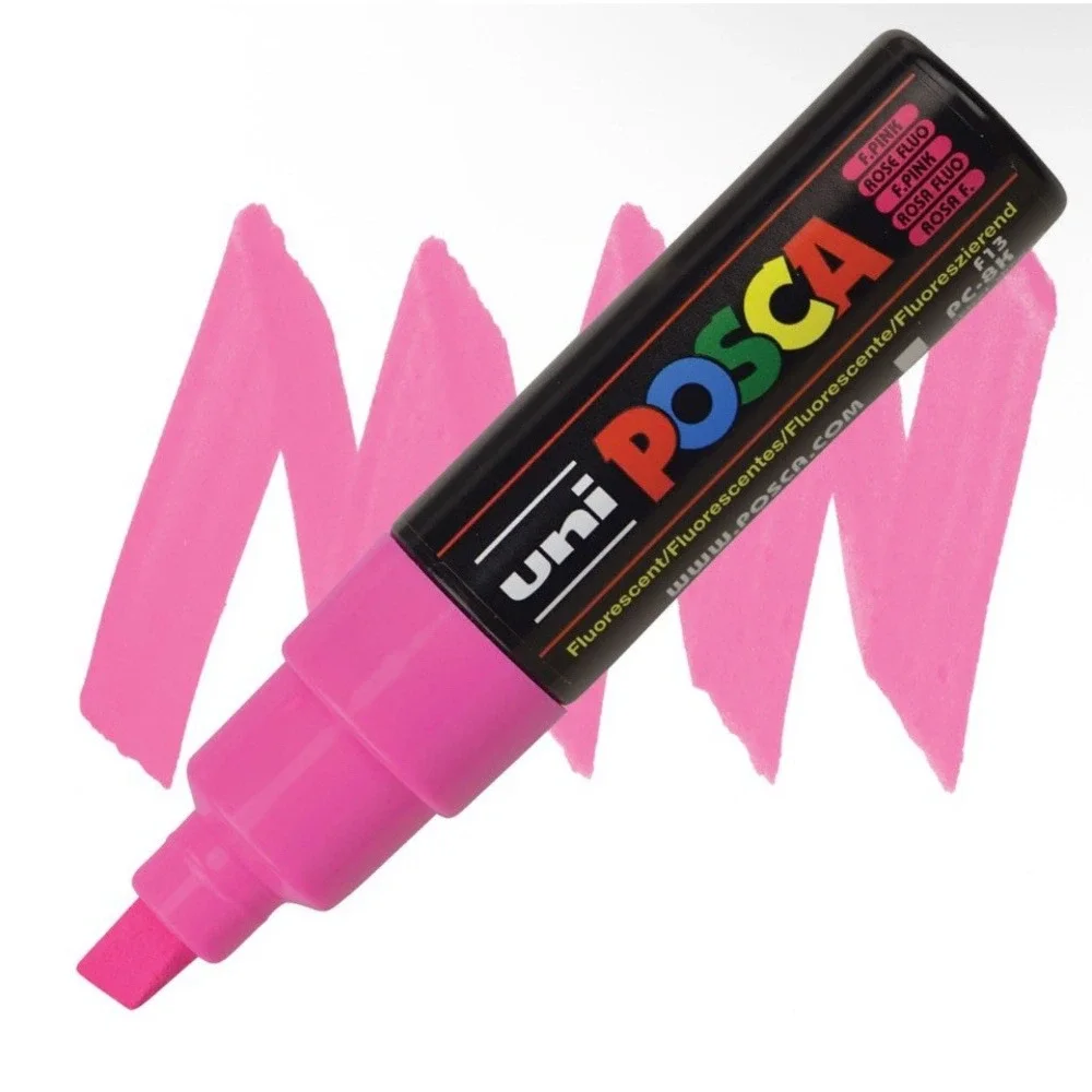Posca PC-85F Paint Marker Broad Chisel Fluorescent Pink 3pc Neon Art DIY Marker